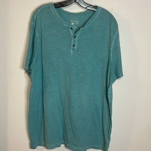 Sonoma Life + Style Men's XL Short Sleeve Slub Henley Teal Vintage Wash